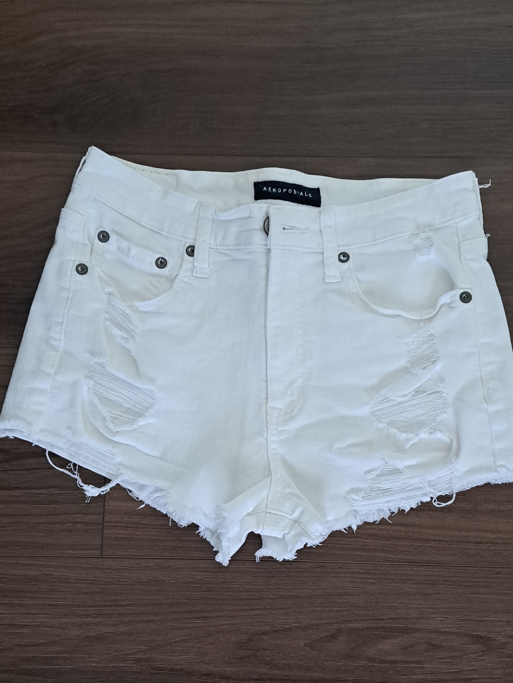 Aeropostale Vintage High Rise Shorty White Denim Shorts